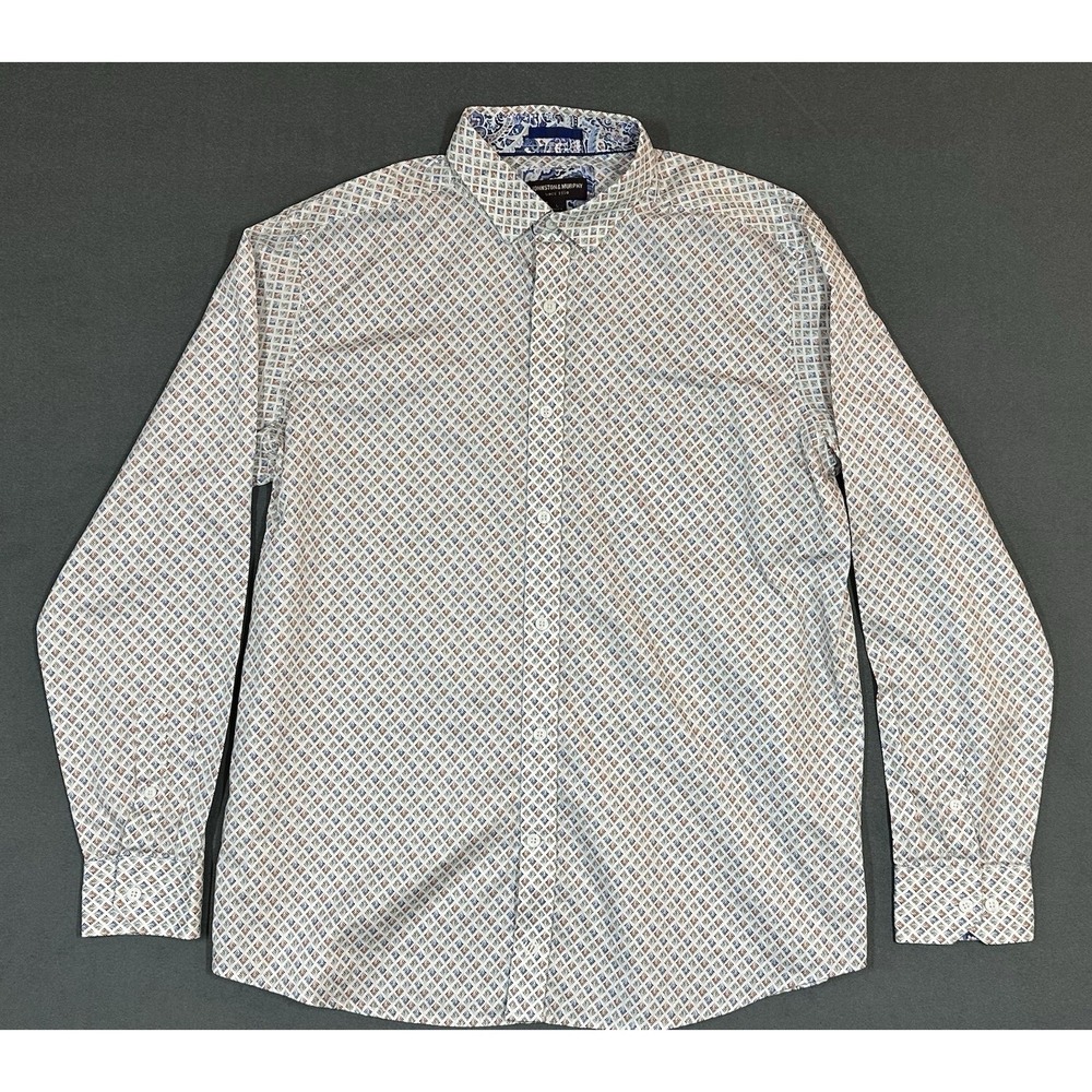 Johnston & Murphy Dress Shirt Mens Button Up‎ Long Sleeve 100% Cotton Size L